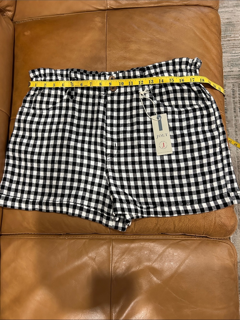 Jolt Black & White Gingham High-Waist Women’s Shorts size XL